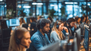 workers in call center for hunt group vs call queue blog